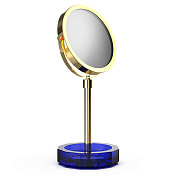 Decor Walther Kristall KSA Косметическое зеркало, 5x увеличение d15 см, цвет: синий/золото 0941895