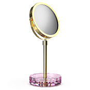 Decor Walther Kristall KSA Косметическое зеркало, 5x увеличение d15 см, цвет: розовый/золото 0941861