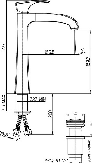 Paini Lady Смеситель для раковины высокий, без донного клапана, излив 15,6 см, цвет: белый матовый 89BY211LLLSSR