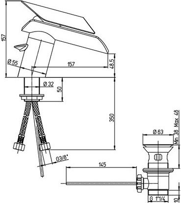 Paini Morgana Смеситель для биде с донным клапаном, излив 15,7 см, цвет: золото глянцевое PVD 73OP306LZ