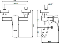 Paini Angel Смеситель для ванны, излив 18,2 см, цвет: хром ANCR111LMKM