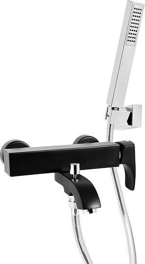 Paini Lady Смеситель для ванны с душевым набором - ручой душ, шланг, держатель, цвет: черный матовый 89YO105KM