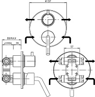 Paini Pixel Смеситель для душа термостатический, на 2 потребителя, с внутренней частью, цвет: хром 81CR6911NEW