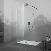 RGW Душевое ограждение walk-in 6 мм, Easy Clean, 80х195h см, стекло прозрачное, цвет: черный мат. 35100582-14