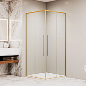 RGW Stilvoll Душевой уголок 90х90х195h см, универсальный, стекло прозрачное, цвет: золото брашир. 32323199-16