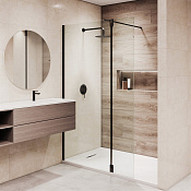 RGW Душевое ограждение walk-in 6 мм, Easy Clean, 80х195h см, стекло прозрачное, цвет: черный мат. 351005083-14