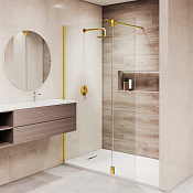 RGW Душевое ограждение walk-in 6 мм, Easy Clean, 110х195h см, стекло прозрачное, цвет: золото браш. 351005013-16