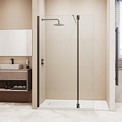 RGW Душевое ограждение walk-in 8 мм, Easy Clean, 90х195h см, стекло прозрачное, цвет: черный мат. 351005193-14