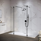 RGW Душевое ограждение walk-in 8 мм, Easy Clean, 100х195h см, стекло прозрачное, цвет: черный мат. 351005203-14