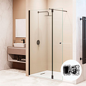 RGW Душевое ограждение walk-in 8 мм, Easy Clean, 120х195h см, стекло прозрачное, цвет: черный мат. 351005423-14