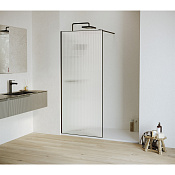 RGW Душевое ограждение walk-in универсальное 110х195h см, стекло рифленое 8 мм, цвет: черный матовый 06100811-154