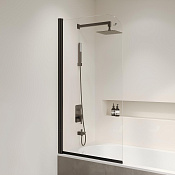 RGW Screens Шторка на ванну, Easy Clean 80х150h см, стекло прозрачное 6 мм, цвет: черный матовый 351100908-14