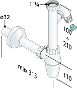 OMP Tea Сифон для раковины пластиковый, цвет: белый матовый 217.344.5