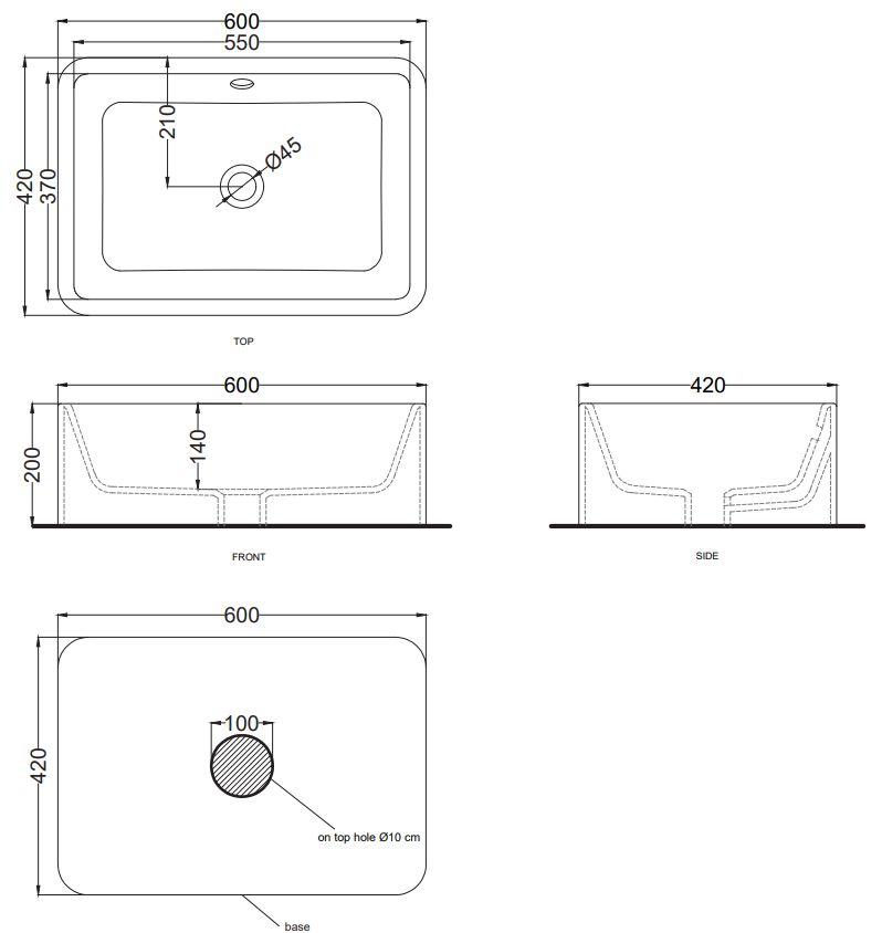 Cielo Shui Comfort Раковина чаша 60x42x20h см, с переливом, цвет: белый глянцевый SHLAA6020