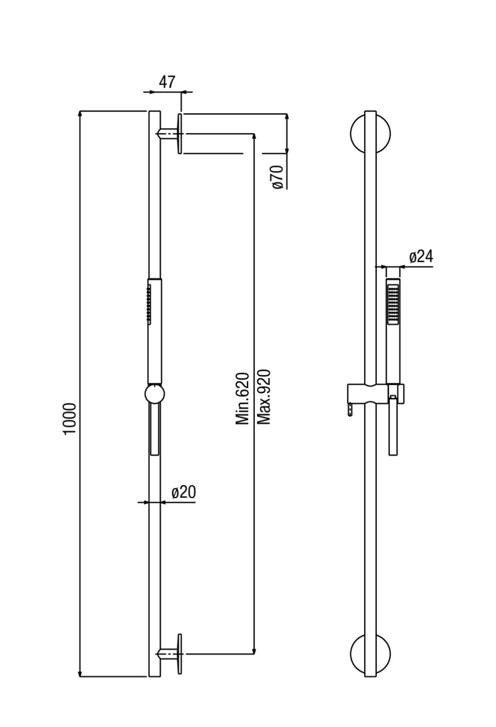 Alpi Portofino Душевой гарнитур: душевая лейка 1 вид струи, держатель, шланг, штанга, цвет: chrome KI 101 CR