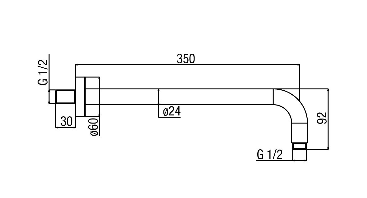 Alpi London Кронштейн для верхнего душа настенный 35 см, цвет: chrome BD 050 CR