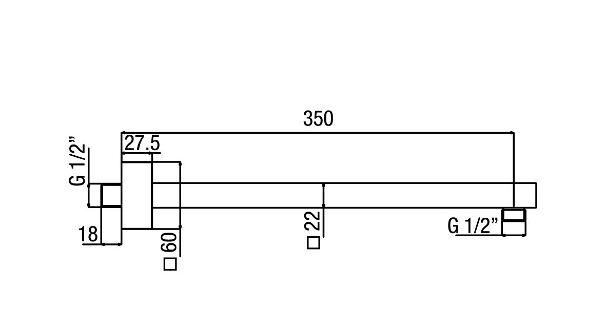 Alpi Una18 Кронштейн для верхнего душа настенный 35 см, цвет: chrome BD 036 CR