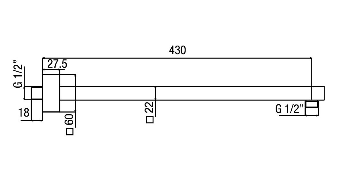 Alpi Soffioni Кронштейн для верхнего душа настенный 43 см, цвет: chrome BD 045 CR