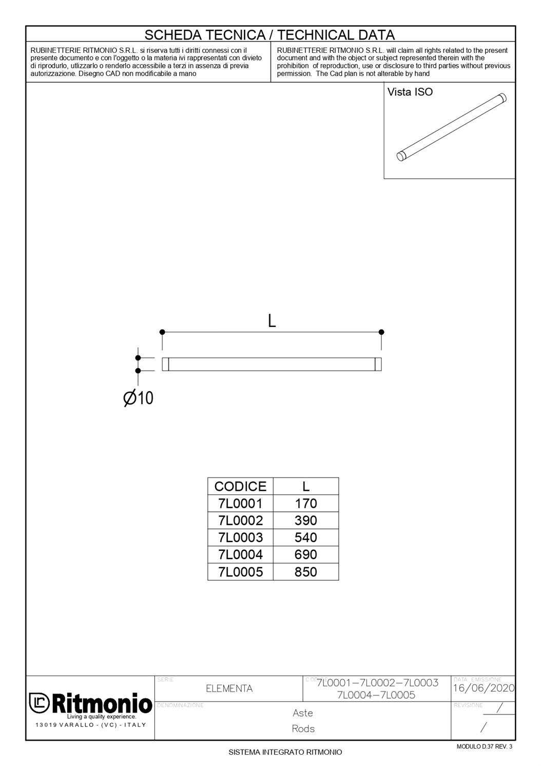 Ritmonio Elementa Рейлинг для аксессуаров 17 см, цвет: crl chrome 7L0001CRL