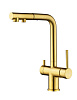 Paulmark Serpentine Смеситель для кухни с выдвижным изливом и подключ. фильтра, цвет: браш. золото Se213222-BG