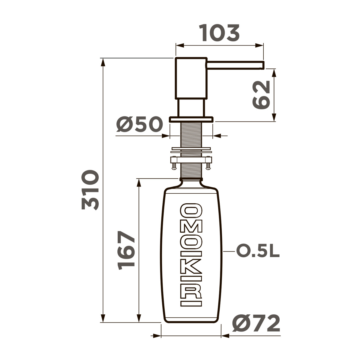 Omoikiri OM-08-C Дозатор для кухни встраиваемый цвет: хром 4995081