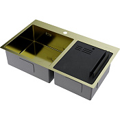 Omoikiri Akisame 86-2 Side-LG Кухонная мойка из нержавеющей стали 86x51 см, цвет: светлое золото 4997048