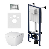 Am.Pm Gem Комплект: инсталляция, унитаз подвеснй, сиденье, кнопка смыва, цвет: белый глянцевый IS70251.901701