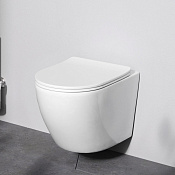 Am.Pm Like Унитаз подвесной 37х48,5 см, безободковый с крышкой микролифт, цвет: белый глянцевый C801900SC