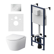 Am.Pm Sense Комплект: инсталляция, унитаз подвеснй, сиденье, кнопка смыва, цвет: белый глянцевый IS70131.741701