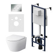 Am.Pm Sense Комплект: инсталляция, унитаз подвеснй, сиденье, кнопка смыва, цвет: белый глянцевый IS70151.741701