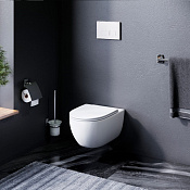 Am.Pm Awe Унитаз подвесной безободковый: инсталляция, унитаз, кнопка, сиденье, цвет: белый глянцевый IS47001.111700