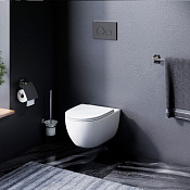 Am.Pm Awe Унитаз подвесной безободковый: инсталляция, унитаз, кнопка, сиденье, цвет: белый глянцевый IS49038.111700