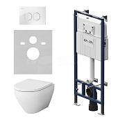 Am.Pm Spirit V2.0 Унитаз подвесной безободковый: инстал, унитаз, кнопка, сиденье, цвет: белый глянец IS100101.701700