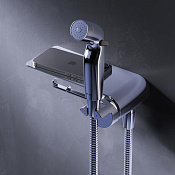 Am.Pm Func Гигиенический душ: смесит, ручной душ, шланг 120 см, полочка, цвет: хром глянцевый F0H8F900