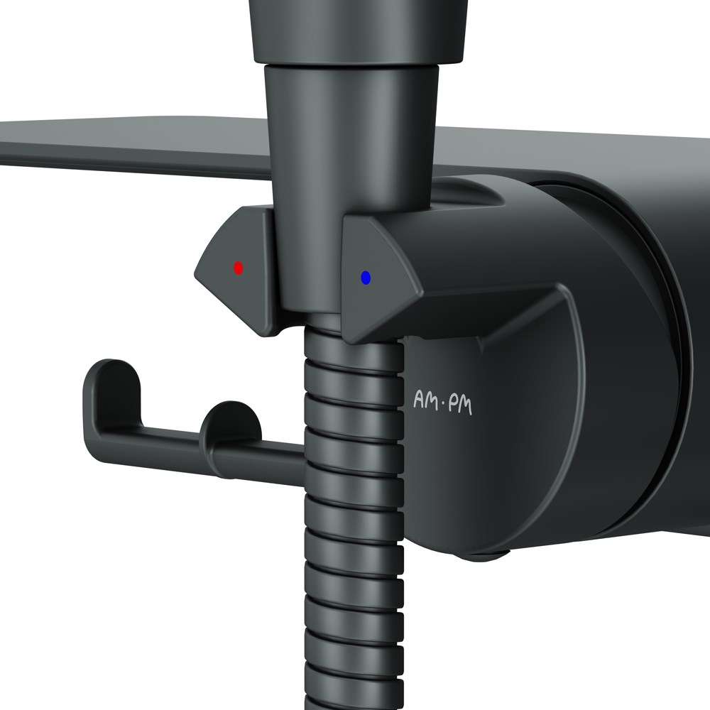 Am.Pm Func Гигиенический душ: смесит, ручной душ, шланг 120 см, полочка, цвет: черный матовый F0H8F922