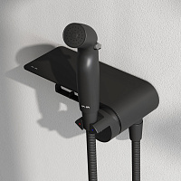 Am.Pm Func Гигиенический душ: смесит, ручной душ, шланг 120 см, полочка, цвет: черный матовый F0H8F922