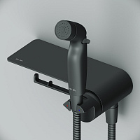 Am.Pm Func Гигиенический душ: смесит, ручной душ, шланг 120 см, полочка, цвет: черный матовый F0H8F922