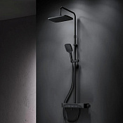 Am.Pm Func Душевая стойка: смеситель, верхний и ручной душ, шланг, цвет: черный матовый F078F722