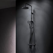 Am.Pm X-Joy Душевая стойка: термостат, верхний и ручной душ, шланг, цвет: черный матовый F0785A522