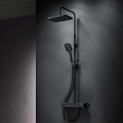 Am.Pm Func Душевая стойка: термостат, верхний и ручной душ, шланг, цвет: черный матовый F078F322