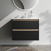 Am.Pm X-Joy Тумба под раковину 77х44,5х60h см, подвесная, 2 ящика, цвет: черный матовый M85AFHX0802BM