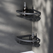 Am.Pm Sense L Полка подвесная 30 см, угловая двухъярусная, цвет: черный матовый A7454222