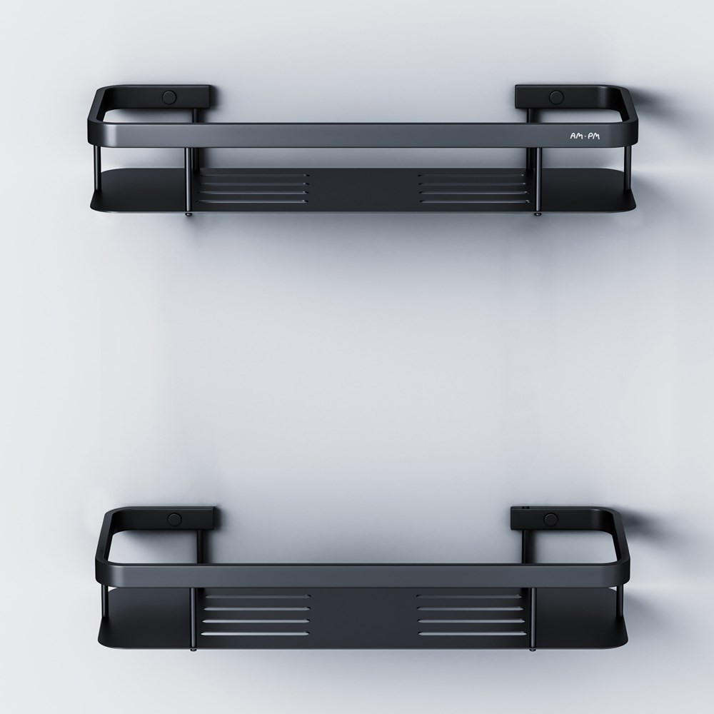 Am.Pm Sense L Полка подвесная 34,5 см, двухъярусная, цвет: черный матовый A7453222