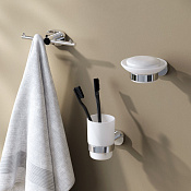 Am.Pm Sense L Набор аксессуаров: стеклянная мыльница и стакан, набор крючков, цвет: хром глянцевый AK74B0403W