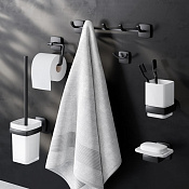 Am.Pm Gem Набор аксессуаров: мыльница, стакан, набор крючков, держатель бумаги, цвет: черный матовый AK90D2106B