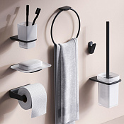 Am.Pm Inspire V2.0 Набор аксессуаров: крючок, ершик, мыльница, держатель бумаги, цвет: черный матов. AK50D1206B