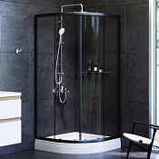 Am.Pm X-Joy Душевой уголок 90х90х180h см, стекло прозрачное 4 мм, без поддона, цвет: черный матовый W88G-205-090BT64