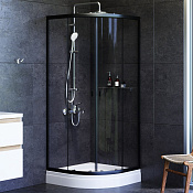 Am.Pm X-Joy Душевой уголок 80х80х180h см, стекло прозрачное 4 мм, с поддоном, цвет: черный матовый W88E-205-080BT64