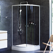 Am.Pm X-Joy Душевой уголок 90х90х195h см, стекло прозрачное 4 мм, с поддоном, цвет: хром матовый W88E-205-090MT64