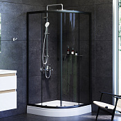 Am.Pm X-Joy Душевой уголок 90х90х180h см, стекло прозрачное 4 мм, с поддоном, цвет: черный матовый W88E-205-090BT64